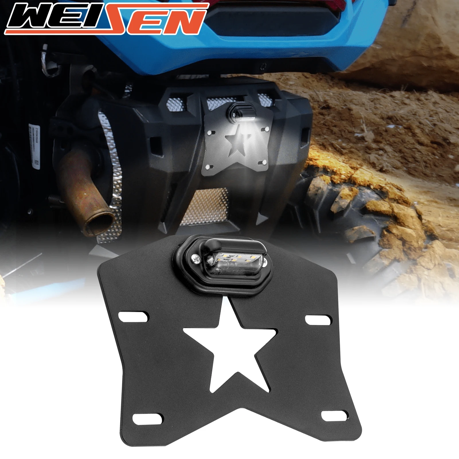 

UTV Universal License Plate Bracket with LED Light For Polaris RZR XP 1000 Ranger General Can Am Commander Maverick x3 Kawasaki