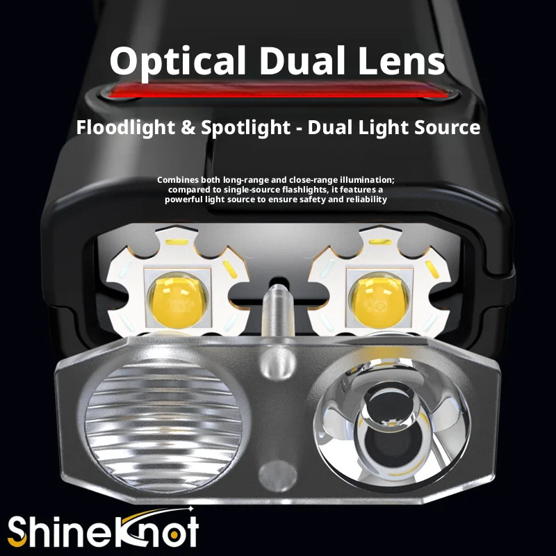 SHINEKNOT Multi Functional Tactical Flashlight Digital Display Screen Work Light Outdoor Waterproof Portable Flashlight