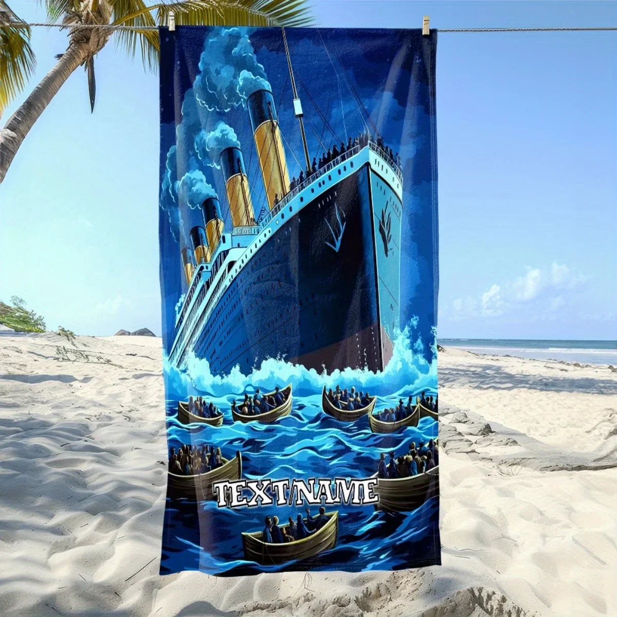Custom Titanic Ship Beach Towel Personalized Name Boat Microfiber Bath Towel 160x80cm Soft Quick Dry Pool