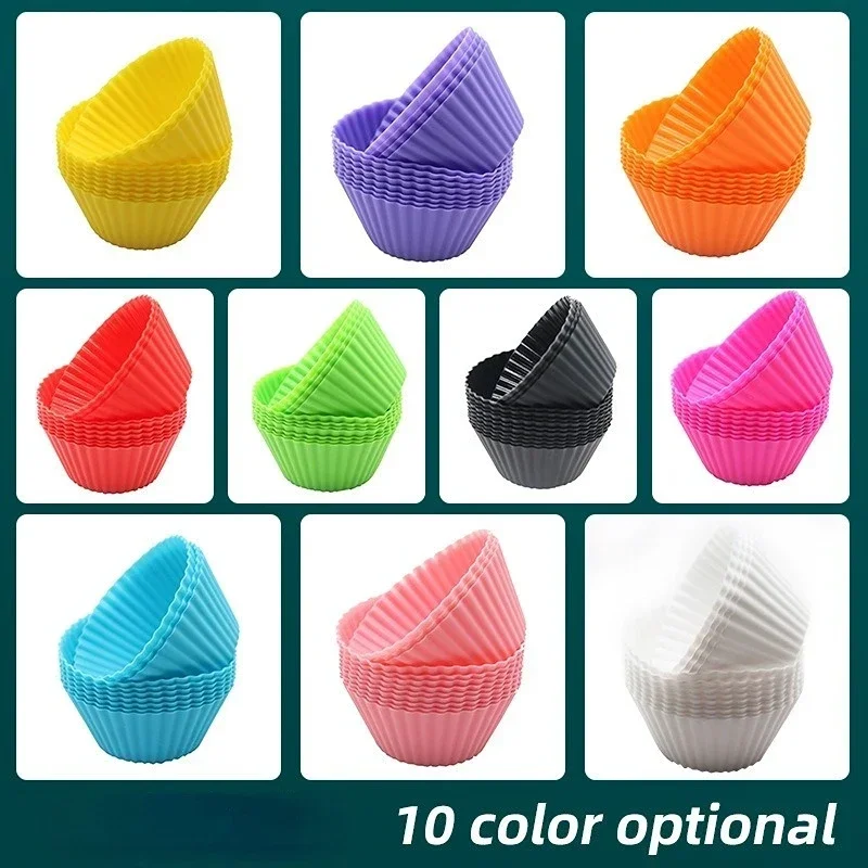 7cm Multi-color Non-toxic Environmentally Friendly Silicone Maffin Cup Cake Mold Temperature -40C To +230℃ Baking Accessories