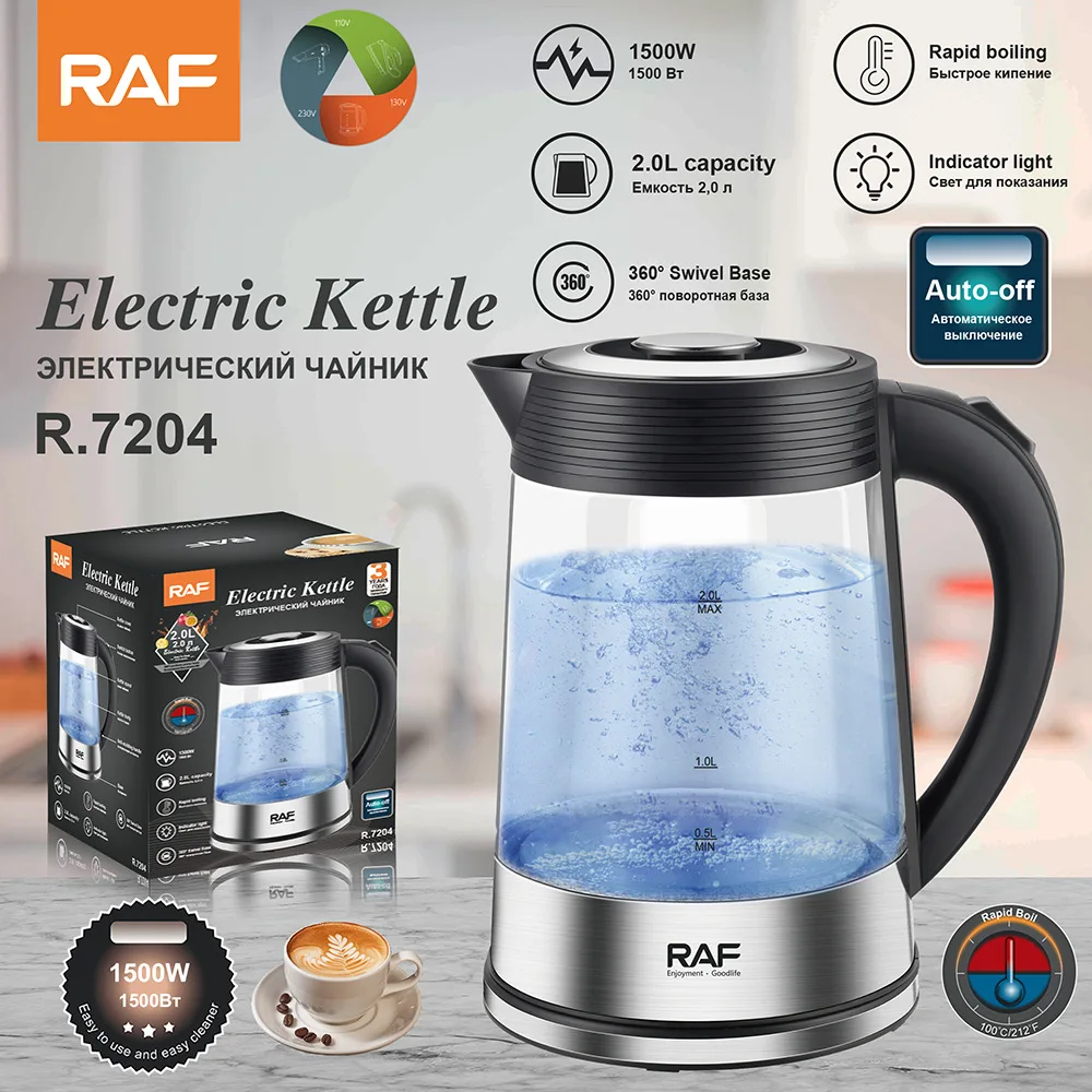 

RAF European cross-border 2.0L visual household borosilicate glass kettle Automatic power-off kettle Electric kettle