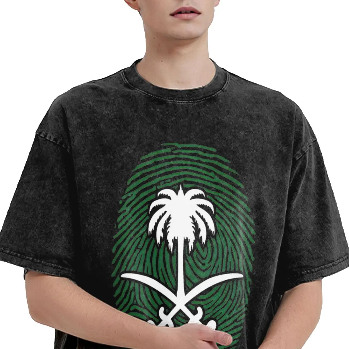 المملكة العربية السعودية KSA العلم غسلها تي شيرت الشارع الشهير الهيب هوب تي شيرت تقليدي اليوم الوطني تي شيرت الرجال الصيف المعتاد