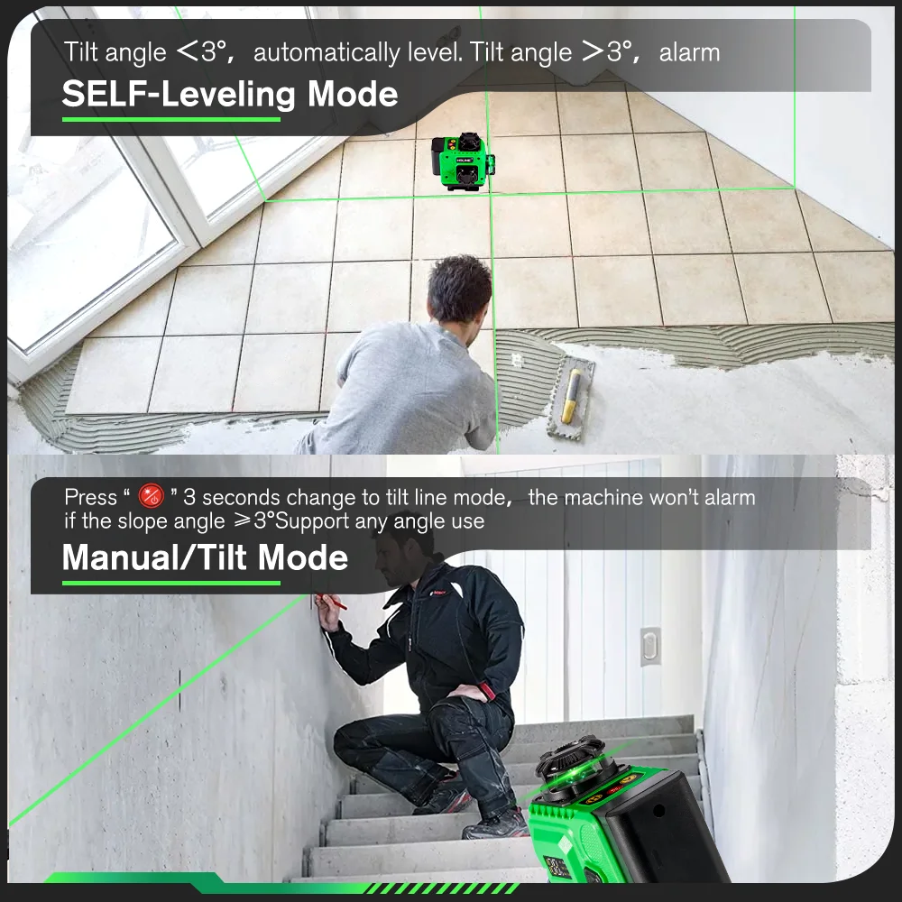HGLINE 16 Lines Laser Level Green Line APP Remote Control Self-Leveling 360° Horizontal Laser Level With Charged Amount Display