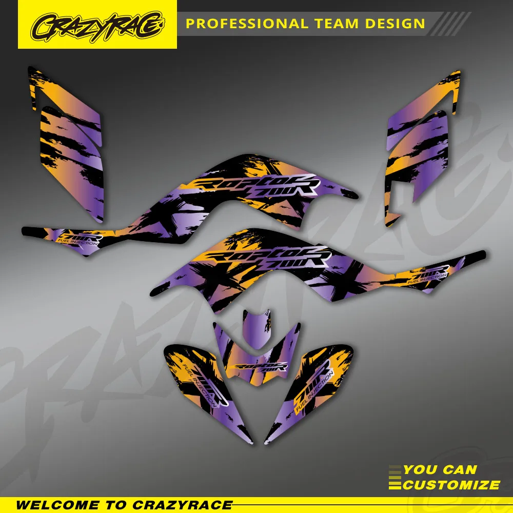 For Yamaha YFM700 RAPTOR 700 YFM 2006-2008 2009 2010 2011 2012 Motorcycle Full Plastics Decal Graphics Background Sticker Kits