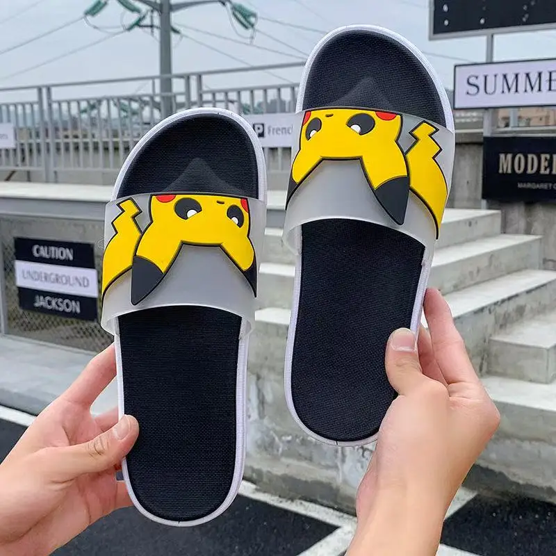 

drop shipping Pikachu grils slipper 2025 new summer man shoes popular soft bottom yellow plus big size lady slipper for women