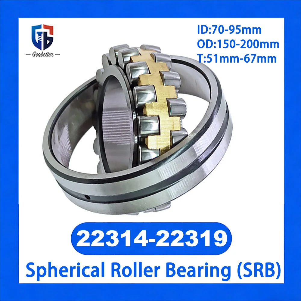 

1Pcs Spherical Roller Bearing 22314 22315 22316 22317 22318 Double Row Self-Aligning Heavy Duty Industrial Bearing for Machinery