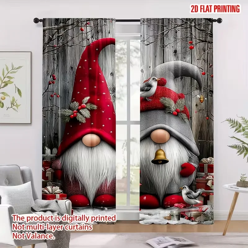 2pcs, Christmas Holiday Decorations, Christmas Dwarf Red, Polyester, for Home Decor Curtains, Suitable for Adults and, Bedroom