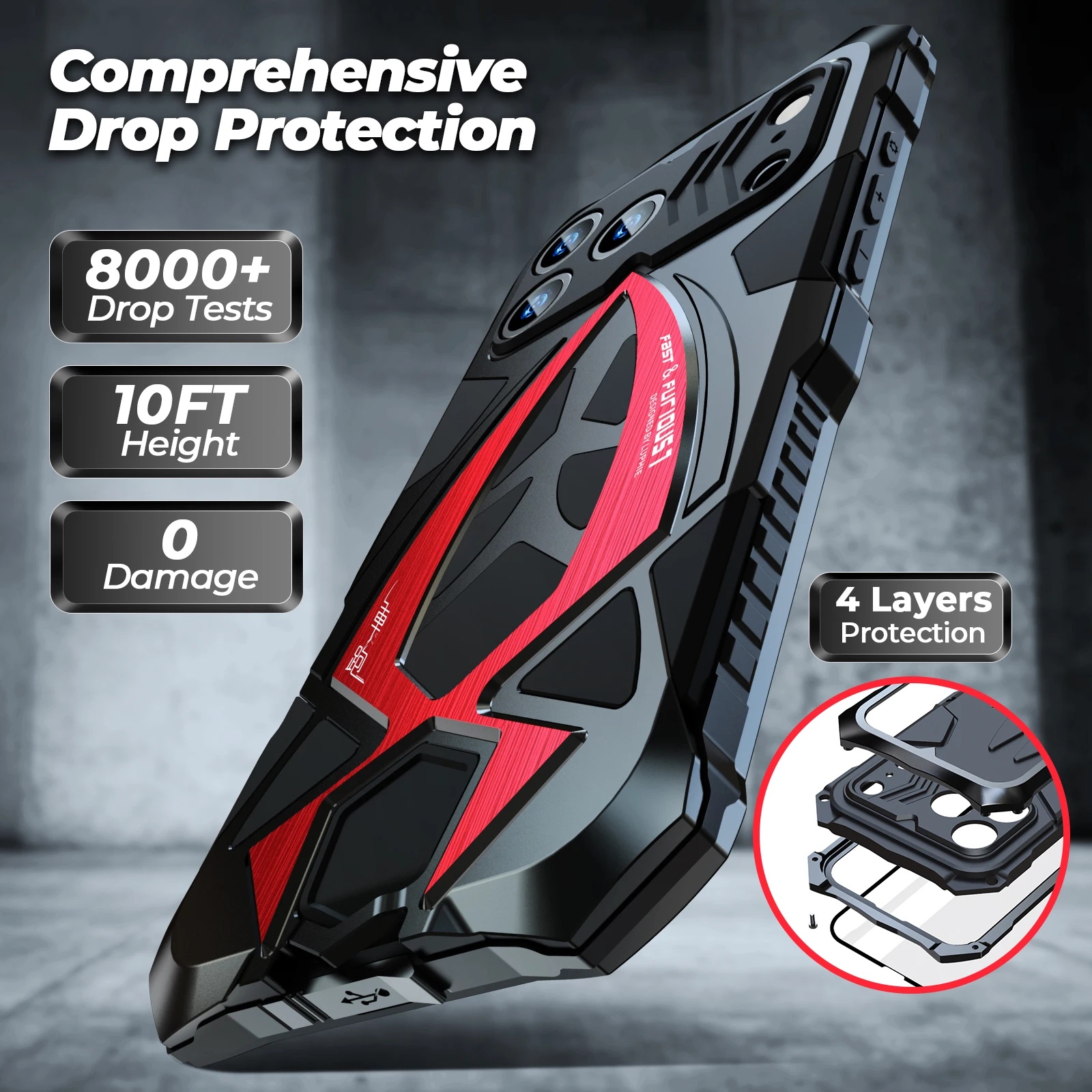 درع حماية كامل معدني لهاتف iPhone17 Pro Max مع واقي شاشة وغطاء حماية عالي التحمل لهاتف iphone 17 pro #4