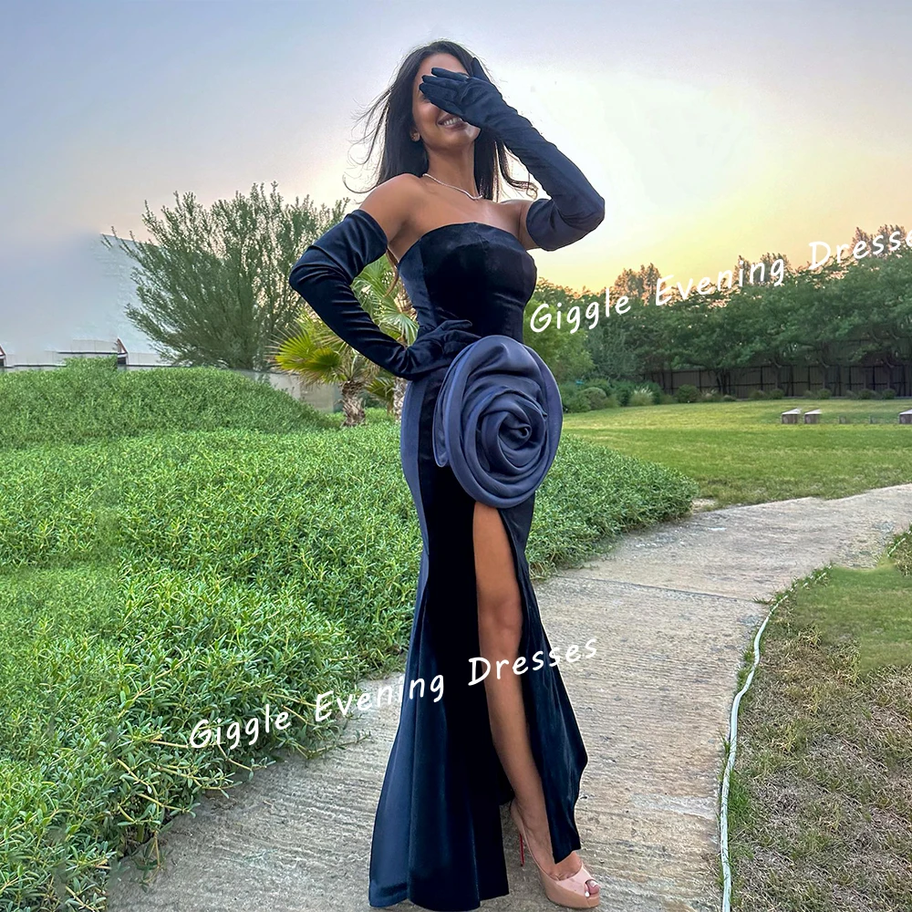 Happy Sharon Flowers Formal Saudi Arab Royal Ceremony Evening Dresses 2024 جديد في الفساتين Floor-Length Slit Elegant Women Gown