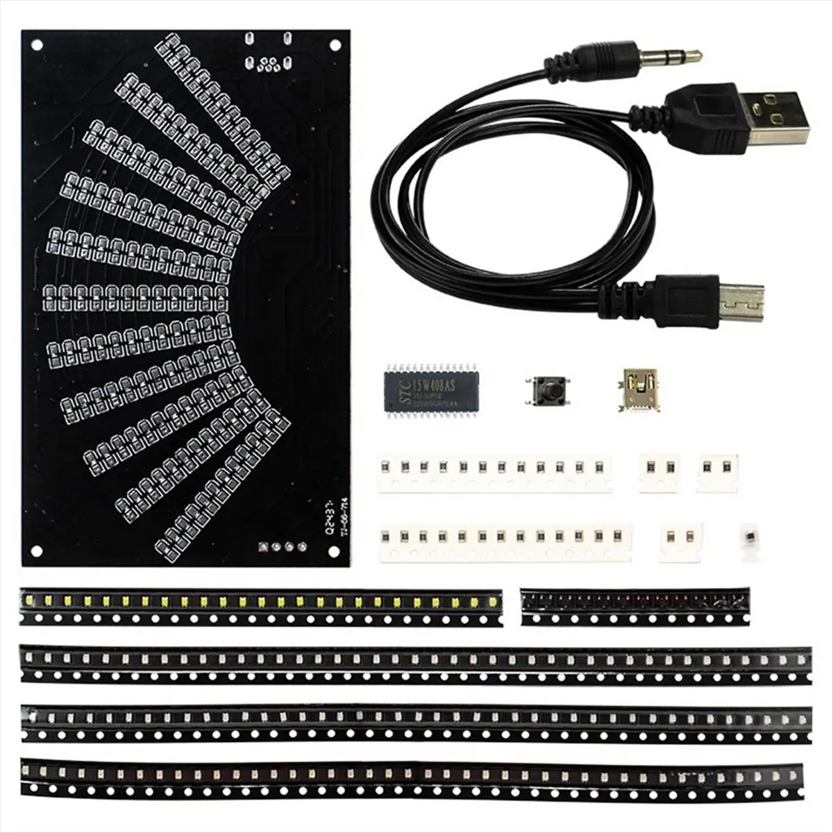 AA05 Fan-Shaped LED Music Spectrum Rhythm Light Display DIY Production Kit SMD Component Practice TJ-56-714