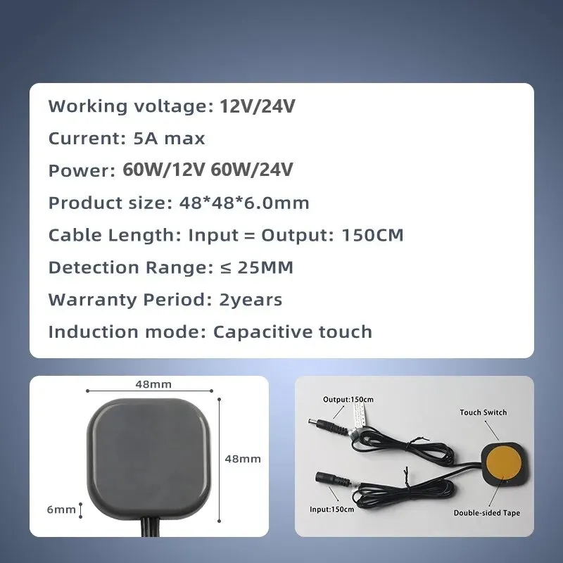 Penetrating 25mm Wood Board Sensor Switch LED Touch Sensor 12V 24V 5A 60W Photo-Controlled Touch Switch