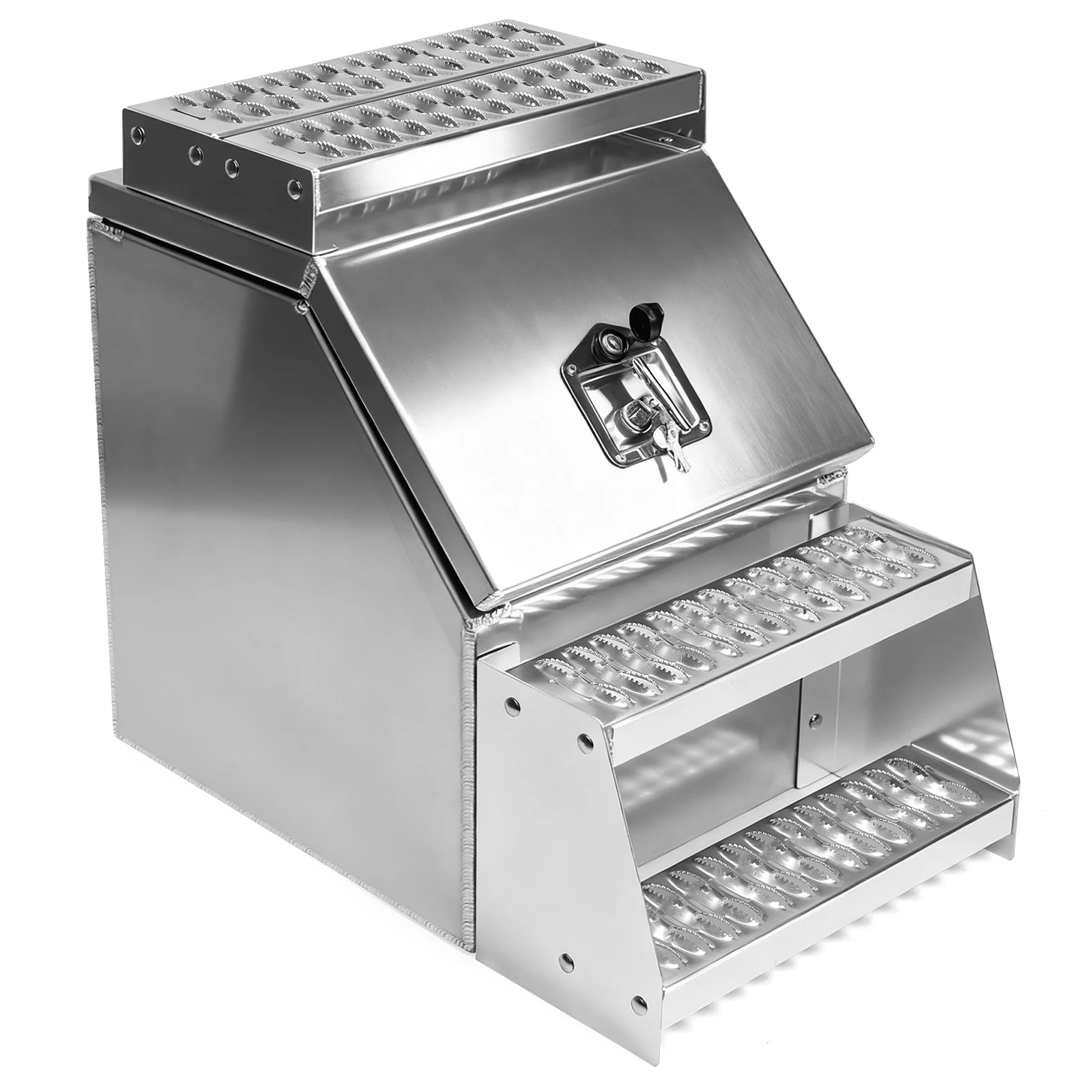 

18in Aluminum Semi Trucks Side Mount Tool Box 17.99x27.99x25inch with T-Handle Latch Lock for Peterbilt Kenworth & More