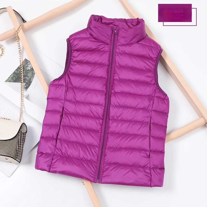 Ultra-light Women's Winter Down Jacket Sleeveless White Duck Feather Warm Waistcoat Down Vest Outerwear Coats for Woman Packable