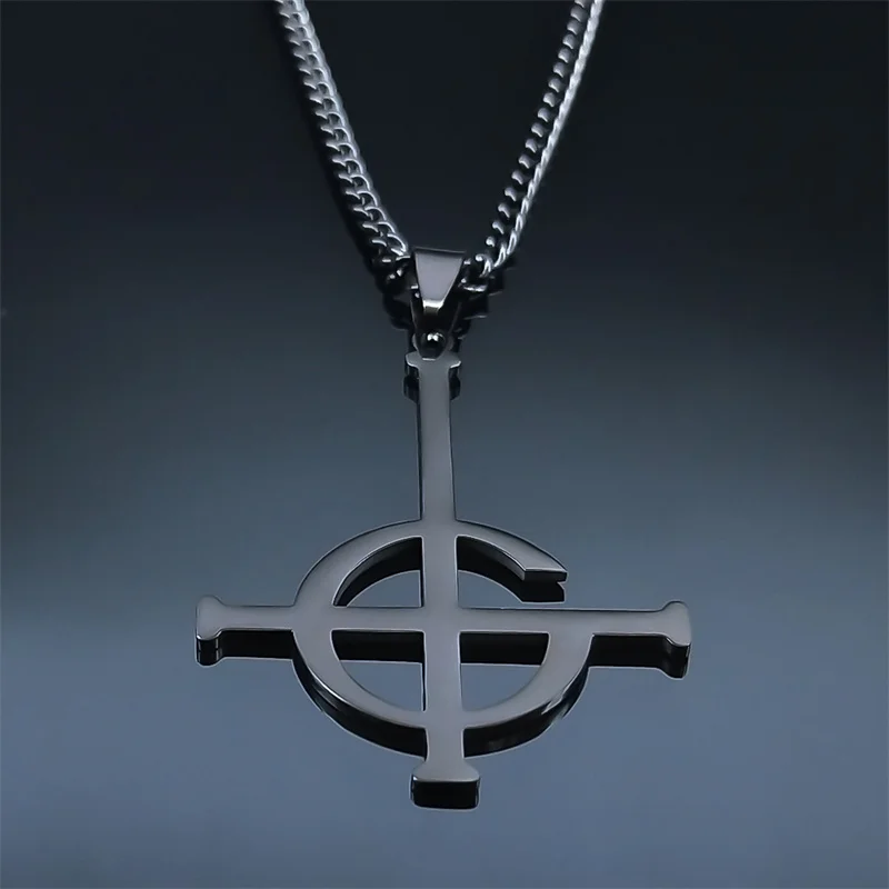 Ghost BC Nameless Anhänger Halskette für Frauen Männer Edelstahl Schwarz Ghoul Band Papa Emeritus Symbol Kette Schmuck N643S06 – Detail 8