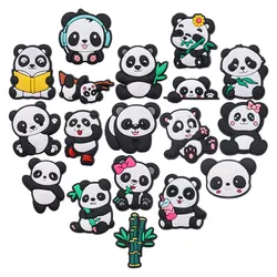Dijes de PVC de bambú con dibujos de animales para niños, sandalias de zueco con hebilla, decoración de zapatos de jardín, accesorios de botón, 1-18 piezas