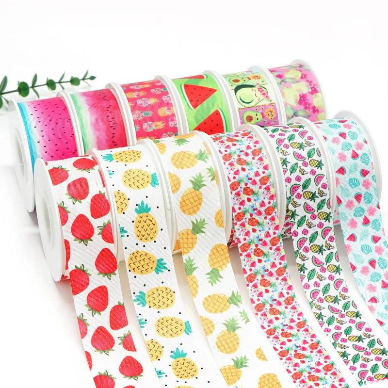 5 Yards Summer Fruit Watermelon Printed Grosgrain Satin Ribbons For Bows DIY Craft Decoration Packaging Supplies. 63407