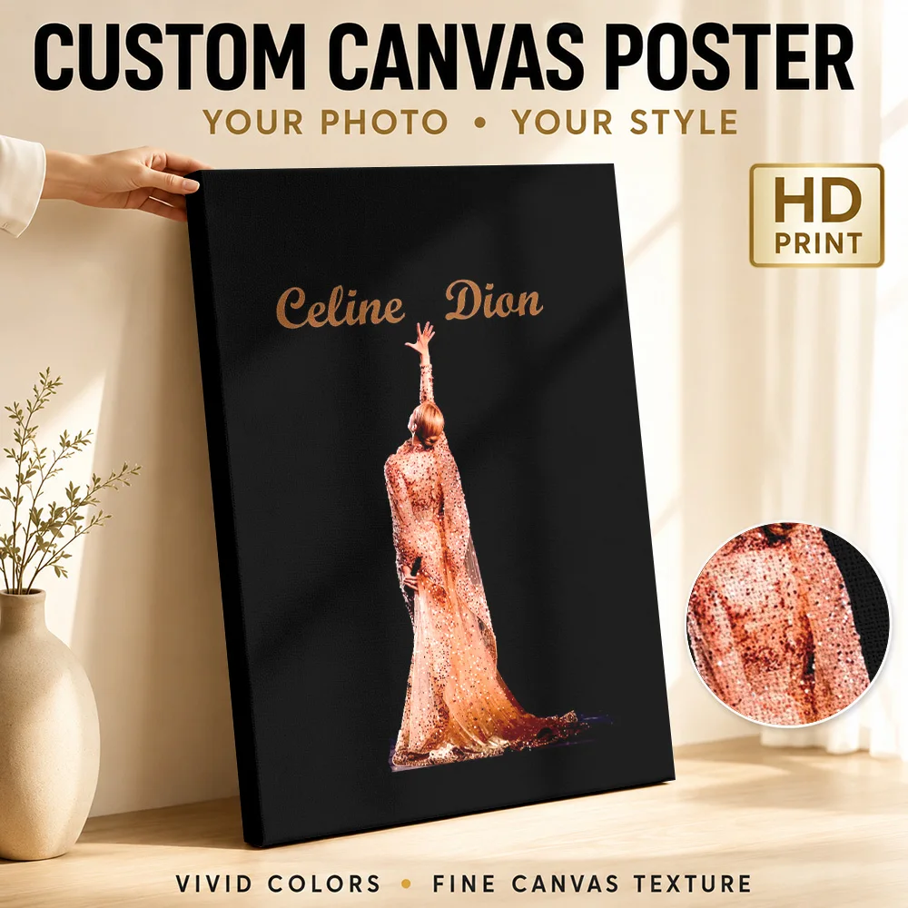 Celine Dion On Stage Canvas Poster Personalized Photo Concert Spotlights Wall Art For Home Recording Studio Music Lover Gift