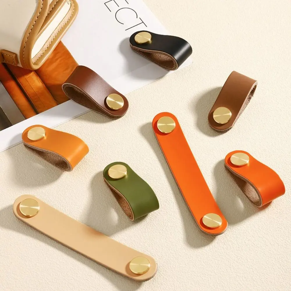 2pc Kitchen Eco-Friendly Wardrobe Leather Door Handles Cabinet Handle Drawer Pull Knobs Furniture Handle