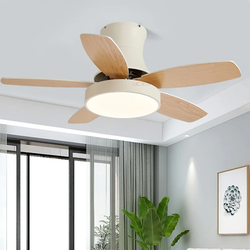 Nordic Minimalist Living Room Dining Room Fan Light Ceiling Mounted Electric Fan Integrated Ceiling Fan Lamp With Remote Control