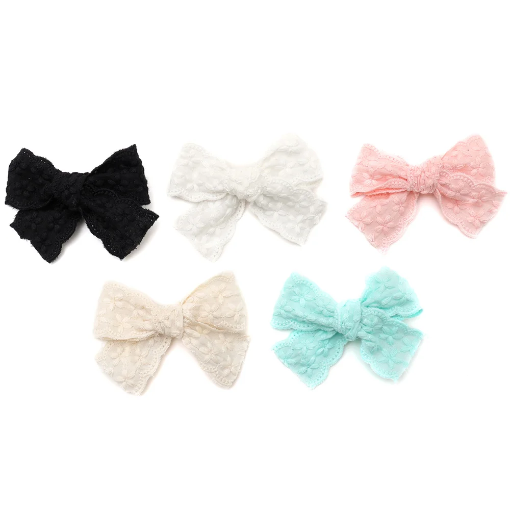 Fashion Cotton Eyelet Ribbon Hair Accessories Elegant Dressy headband bow clip For Girl