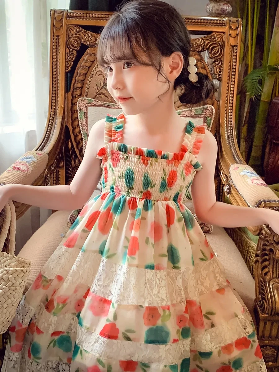 

3-14 Years Kids Summer Floral Dresses for Girls Cute print Sleeveless Princess Dress Children Girl Clothing Toddler Baby Outfits