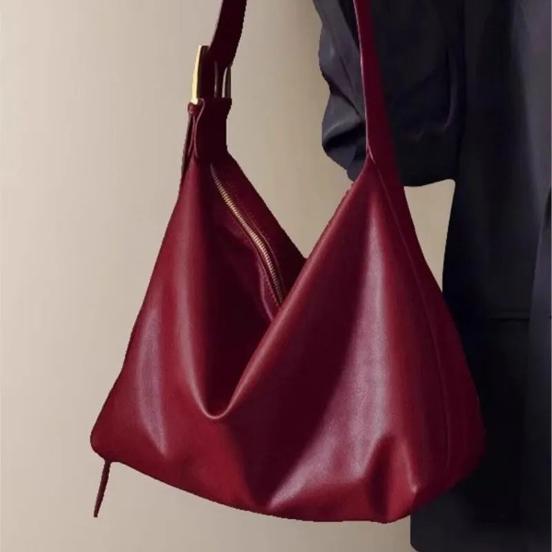 

Retro Harajuku Red Tote Bag Women Hot Girl Leather Large Capacity Shoulder Bag Ladies Fashion High End Versatile Crossbody Bags