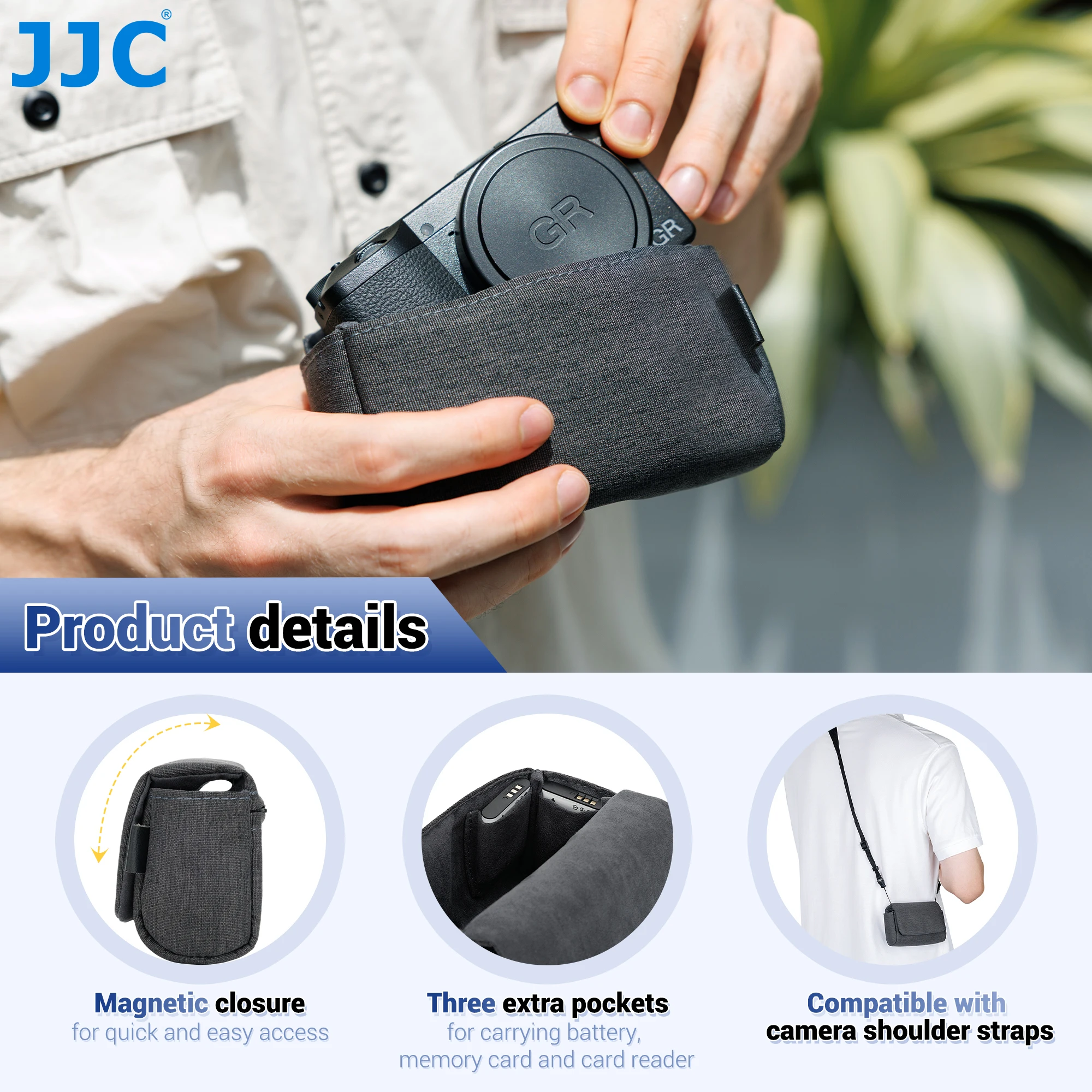 JJC Compact Camera Case Pouch For Ricoh GR IV HDF GRIV GR4 GR IV Monochrome GR III HDF GR IIIx HDF GR3x HDF GR3 HDF Canon G7XM3