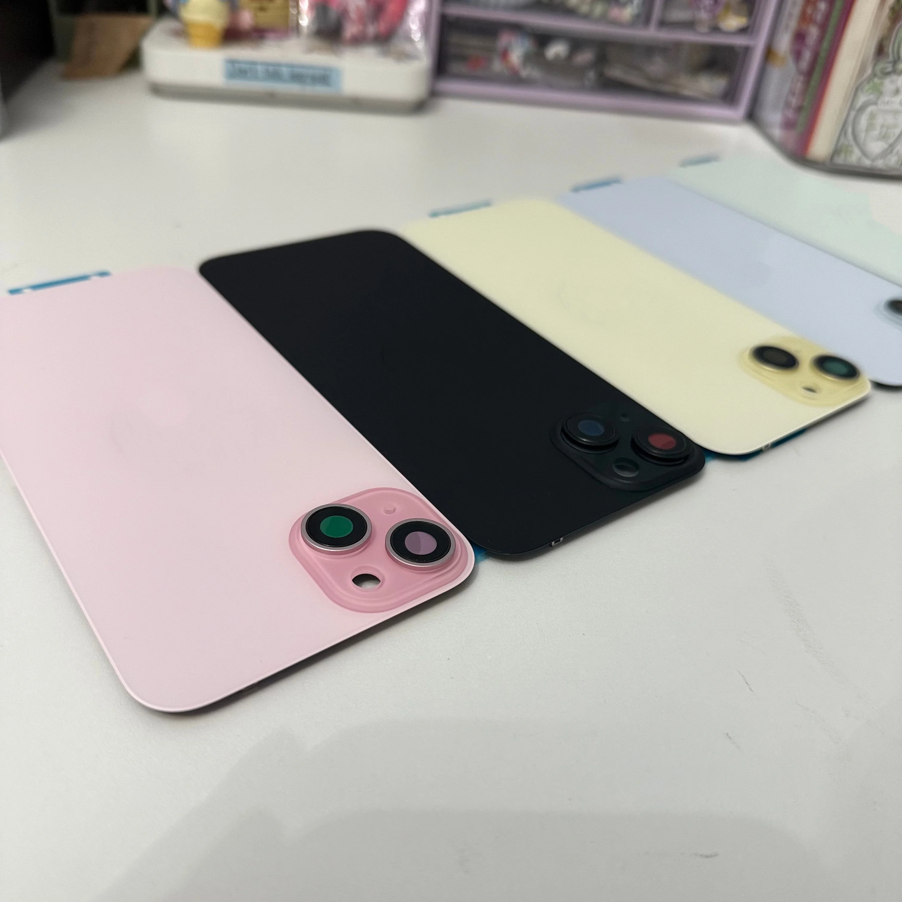 Mobile Phone Rear Back Glass Replacement For 15 15 Plus, 1PCS Back Cover Assembly With Magnets & Metal Brackets Repair Parts