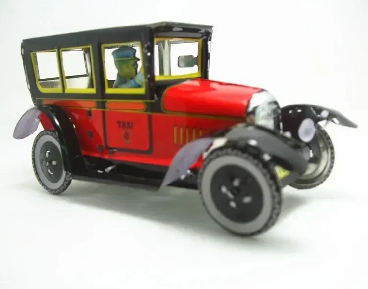 [Grappig] Klassieke collectie Retro Clockwork Wind up Metal Walking Tin Toy oude auto taxi auto Robot Mechanisch kerstcadeau voor kinderen