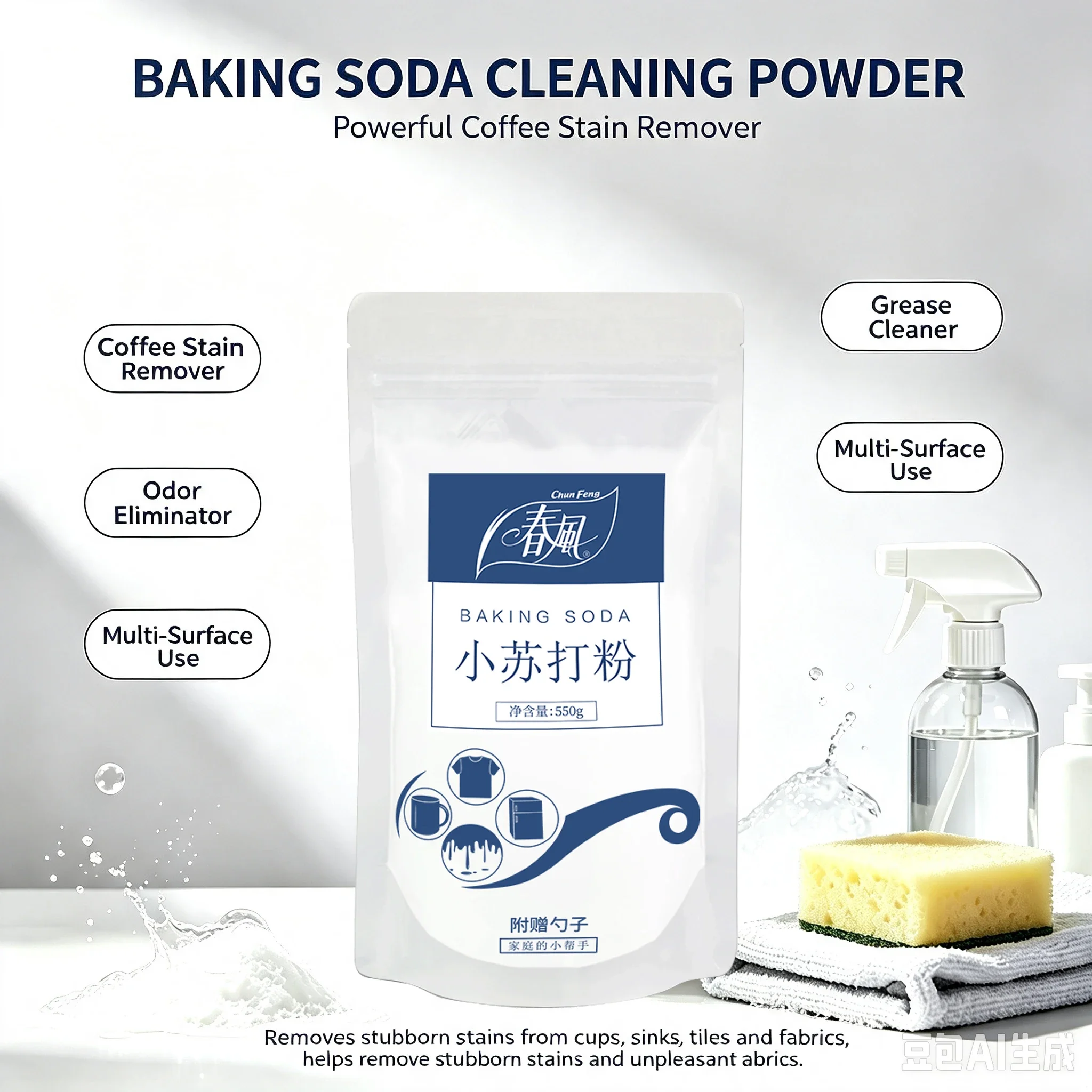 2pcs 550gSodium Bicarbonate Baking Soda Multi-functional Decontamination Cleaning Powder Decontamination