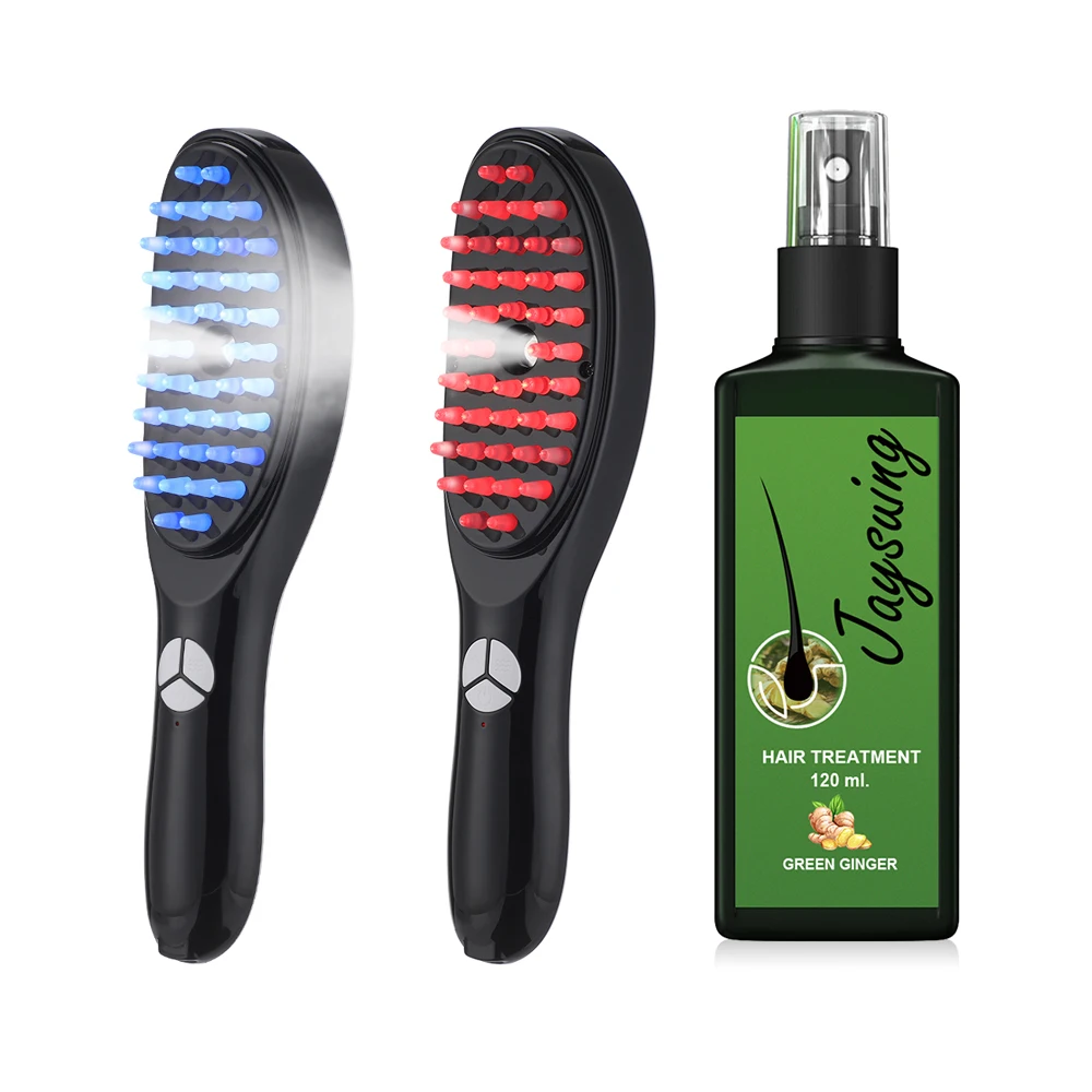 Electric Head Massage Comb Blue Red Light Therapy Scalp Applicator Spray Hair Growth Brush Apparatus Anti Hair Loss Vibration