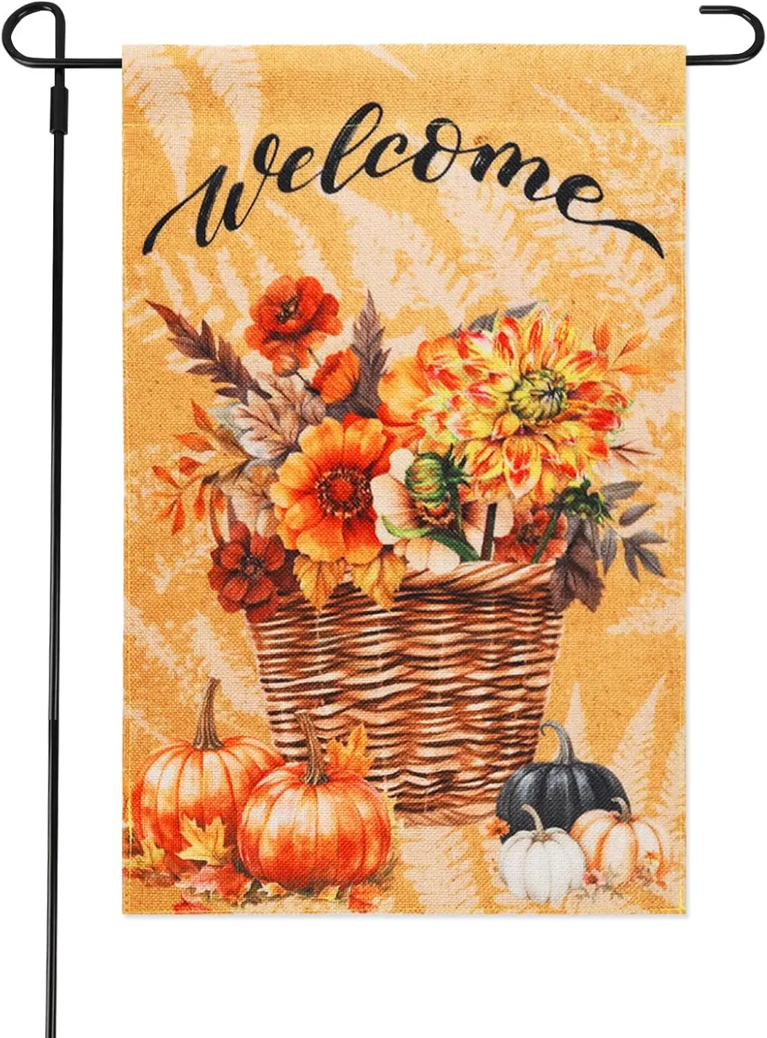 MATCING Fall Garden Flag 12x18 Inch Double Sided for Outdoors Small Burlap Autumn Flowers Pumpkins Welcome Yard Outdoor Flag yyi