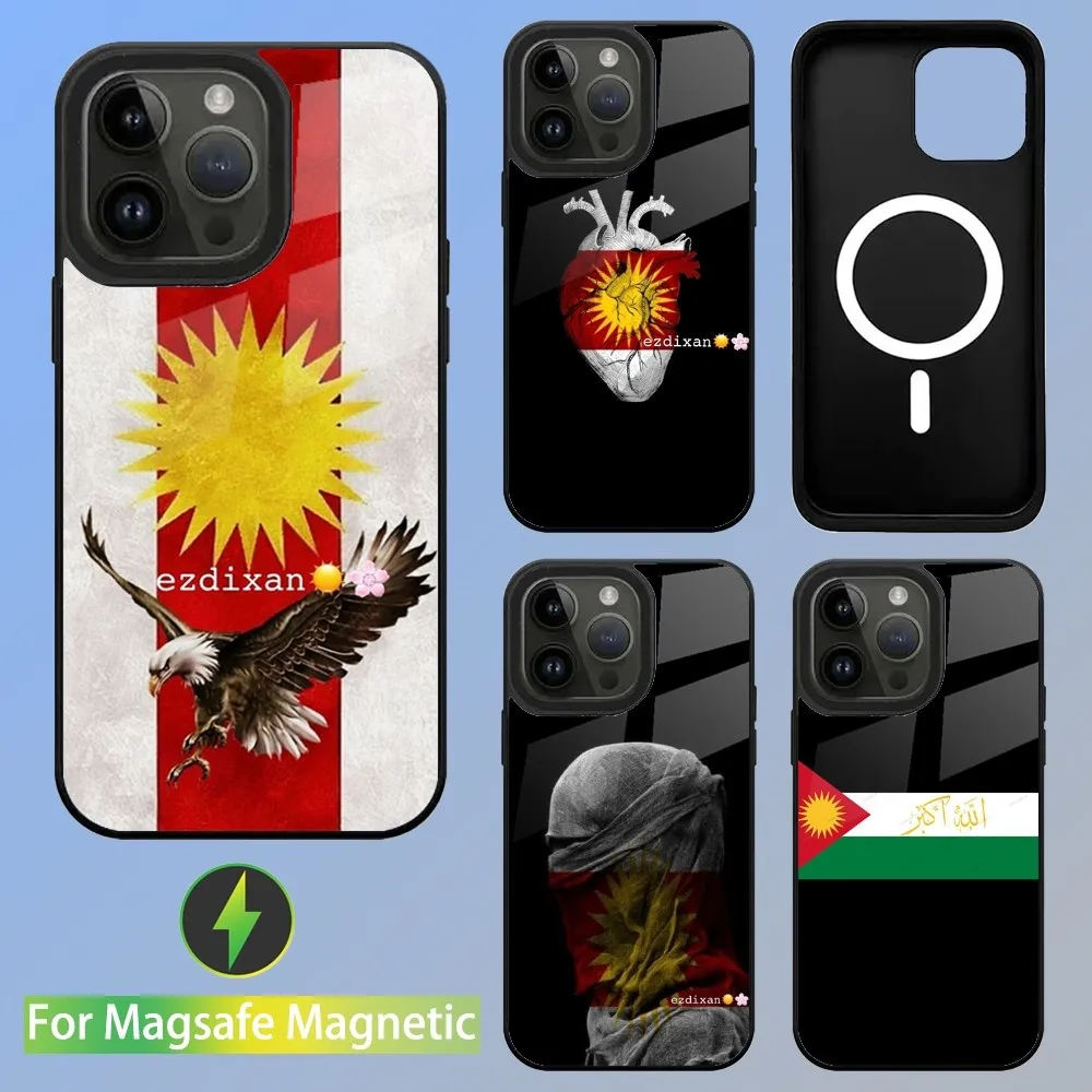 Yazidi Flag Ezidxan Phone Case For iPhone 15,14,13,12,11,Plus,Pro,Max Mini Magsafe Magnetic Wireless Charging