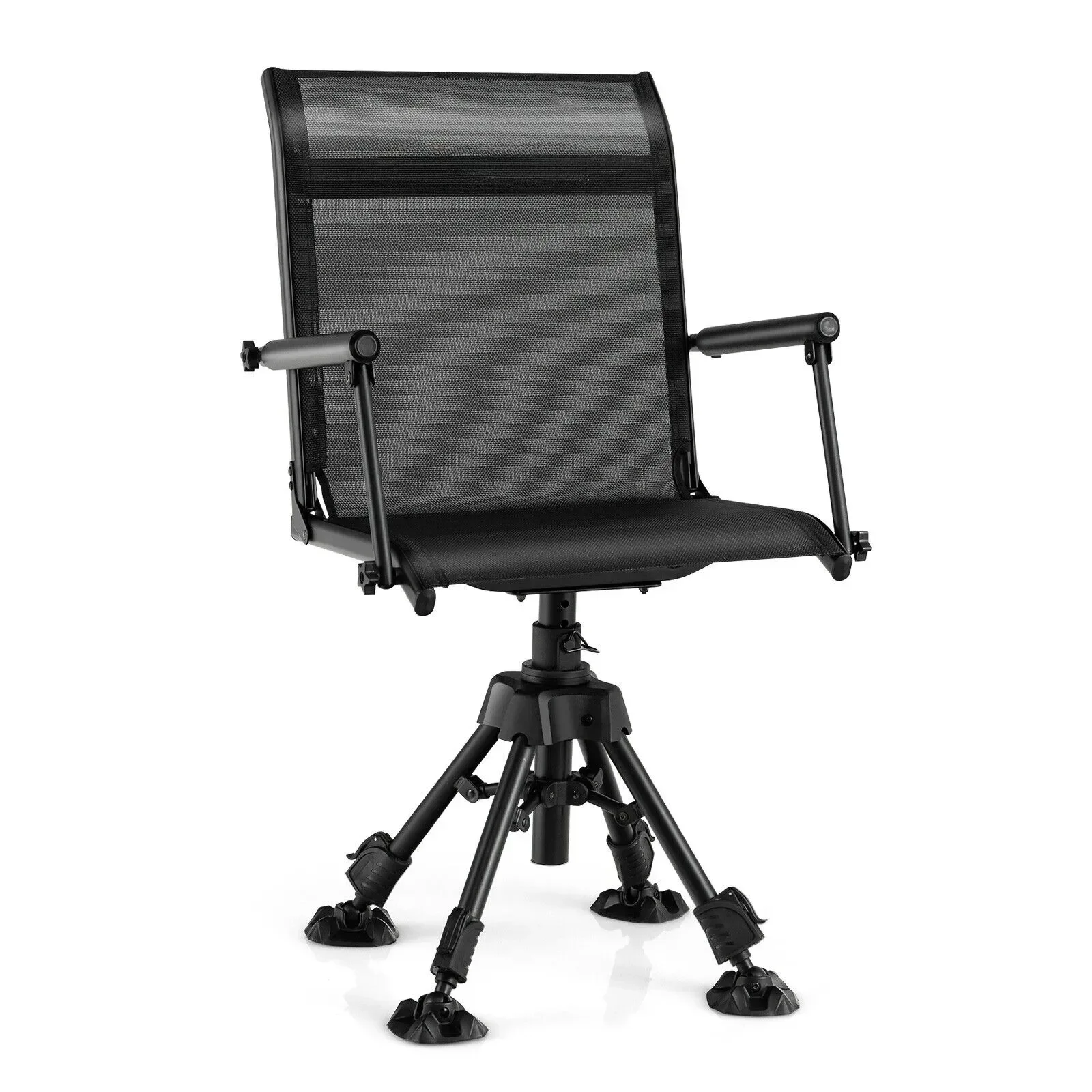 US Swivel Hunting Chair w/ 4 360° Adjustable Legs Folding Silent Swivel Blind Chair