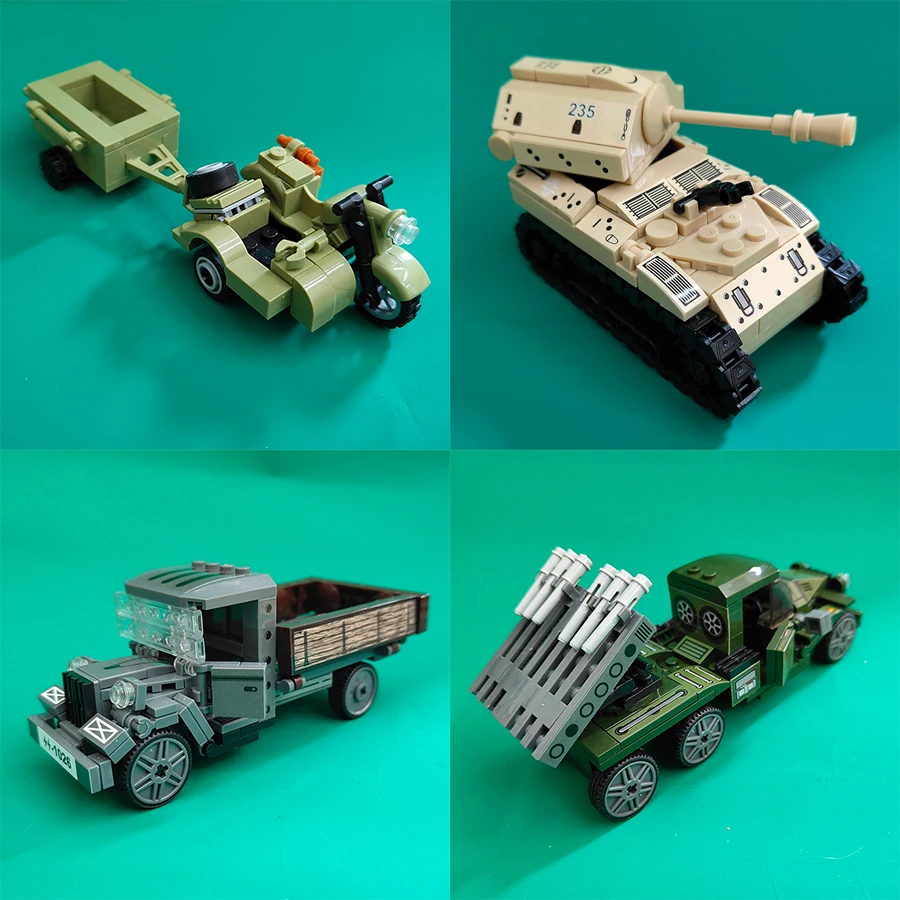 WW2 German Military Vehicle Building Blocks Soviet Katyusha Rocket Launcher Model Opel Truck Bricks Toys For Children Boys Gift