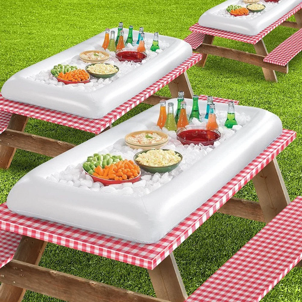 

3 Pcs Inflatable Ice Serving Bars Floating Tray Pool Party Supply Salad Cooler Swim Drink Holder Pool Buffet Cooler