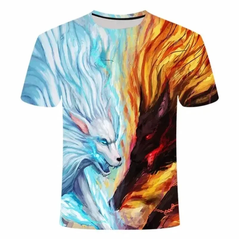 Tier-Wolf 3D-gedrucktes Sport-Schnelltrocknendes Atmungsaktives Herren-T-Shirt Outdoor Street Komfort Vielseitiger Trend Große Größe Kurzarm-Oberteil – Detail 14
