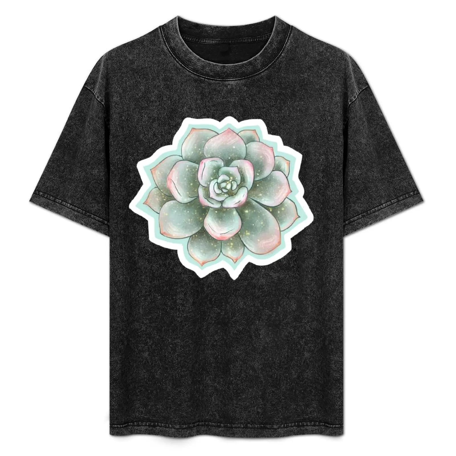 

Green Succulent Sticker T-Shirt Work Outdoor Short Sleeve Tee