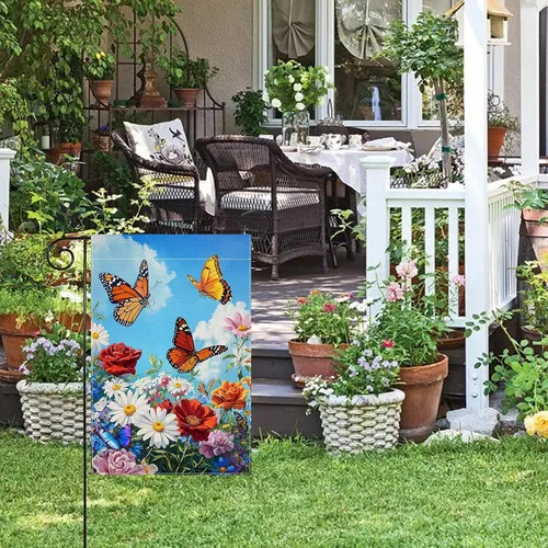 Spring Butterfly Floral Garden Flag 12 x 18 Inch Vertical Double Spring-14