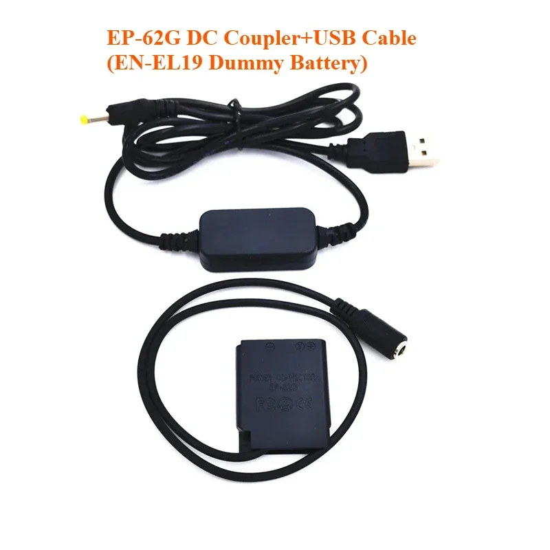 

Powerwin 5V USB Convertor + EP-62G EP62G DC Coupler EN-EL19 Dummy Battery For Nikon Coolpix S3100 S3300 S4100 S4300