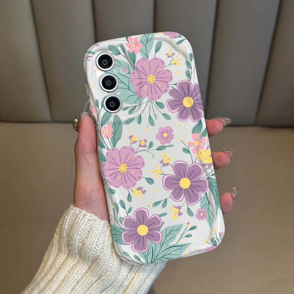 Exquisite Floral Pattern Phone Case For Samsung Galaxy A73 A71 A57 A56 A55 A54 A53 A51 A17 A16 A06 A05 Soft Wave Oil Cover