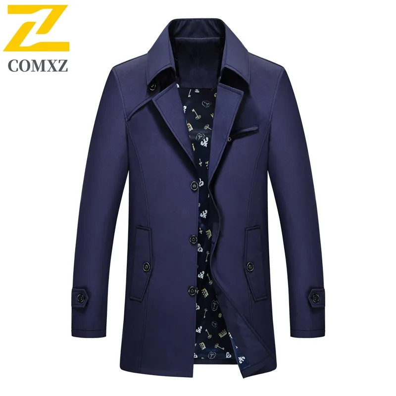 

Men Slim Fit Long Length Trench Coat Classic Outerwear Spring Autumn Business Casual Waterproof Windbreaker Lightweight Jacket