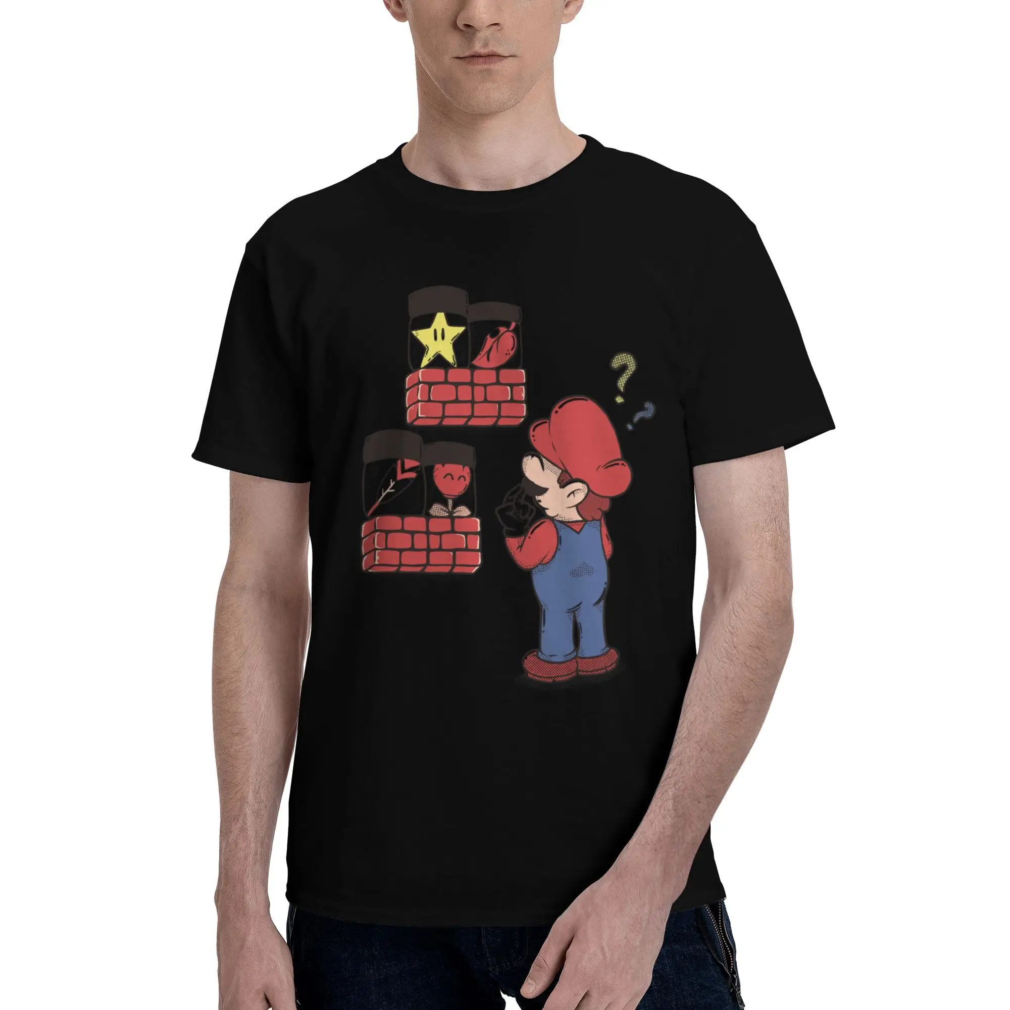 

Custom M-Marioed T Shirt Men 100% Cotton Tshirt Leisure Tees Short Sleeves Funny Cartoon T-shirt Loose Fit Clothing Gift