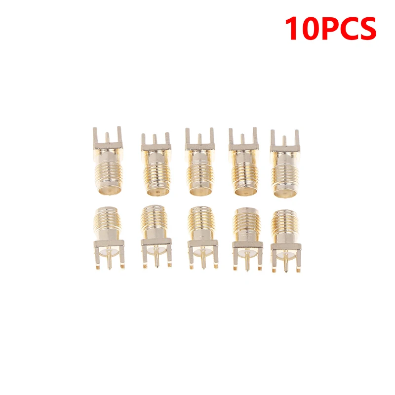 Array of 10 SMA Female Base Socket Adapters; Robust Solder PCB Board Edge Mount SMA Female Connectors.