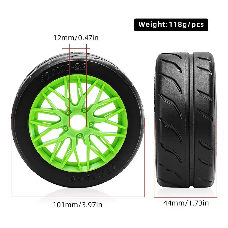 4pcs 100x42mm 42/100 Tire Tyre 17mm Wheel Hex for Arrma 1/7 Infraction Felony Limitless RC Car Upgrade Parts Accessories