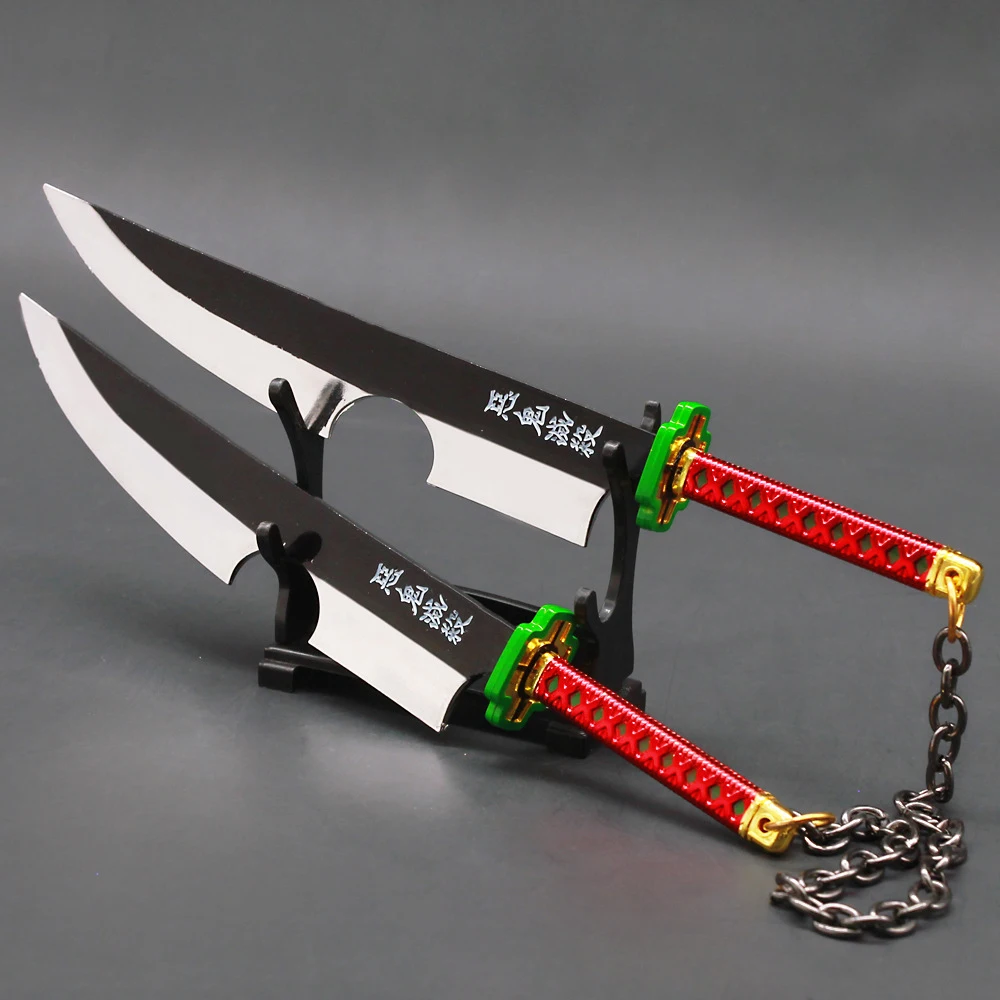 20cm Uzui Tengen Nichirin Double Blade Demon Slayer Anime Peripherals Weapon Model Katana Swords Samurai Royal Japanese Gift Toy