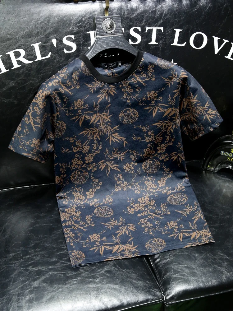 

New Chinese Sle Printed Men's ort Sve T-irt Breathable Comfortable f Sve Summer Faion Urban Sle Polyester ...