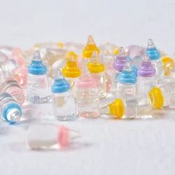 20Pcs Cute Mini Baby Milk Bottle DIY Resin Accessories Table Scatter for Baby Shower Birthday Gender Reveal Party Decorations