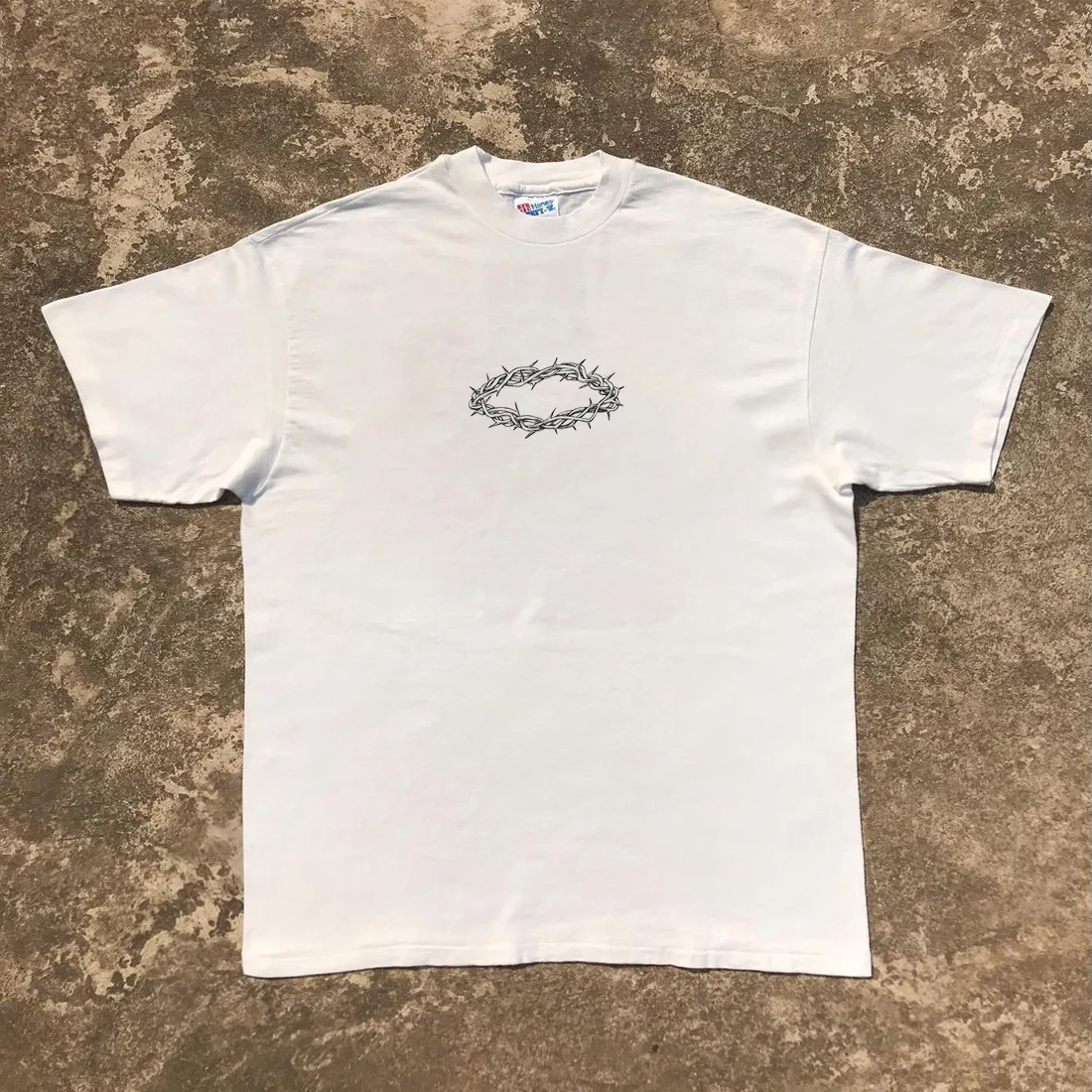 Dark Style Ring Texture Simple Vintage Basic Short Sleeve T-Shirt Unisex Cotton Summer Fashion Commute round Neck Top
