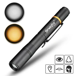 Mini Rechargeable LED Flashlight Double Light Source Medical Light Mini Portable Pen Flashlight Led Two Modes Torches